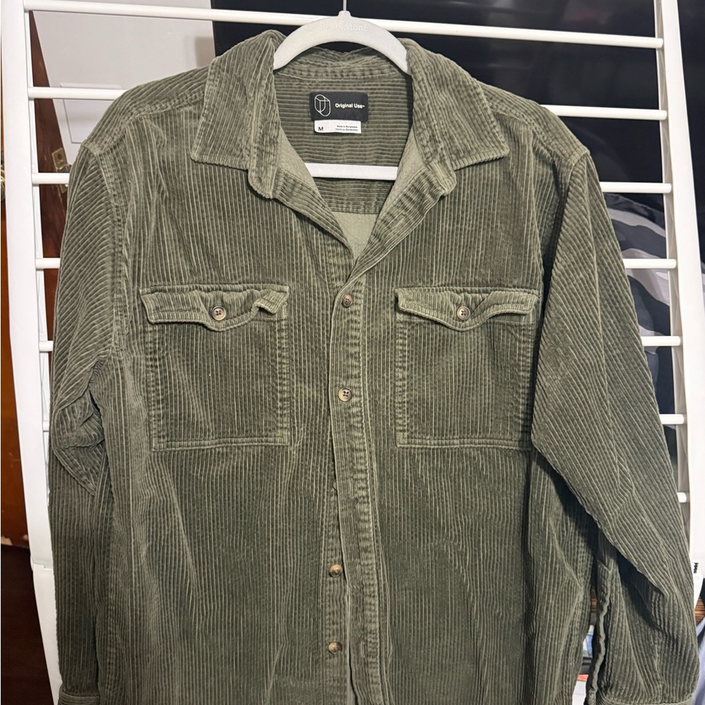 Original Use Olive Corduroy Button-Up Shirt